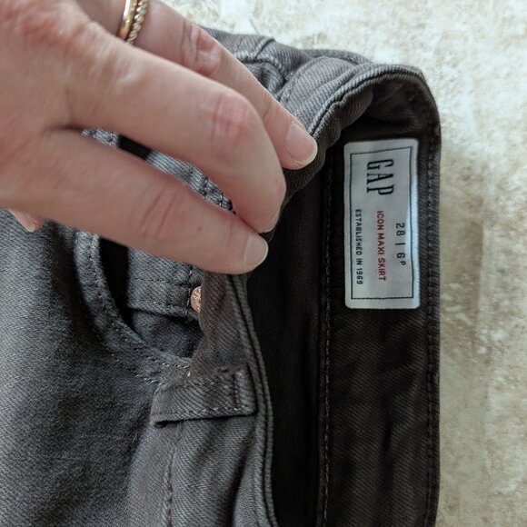 Denim Midi Skirt Gap | 28 Petite | Terra Brown - Picture 5 of 8